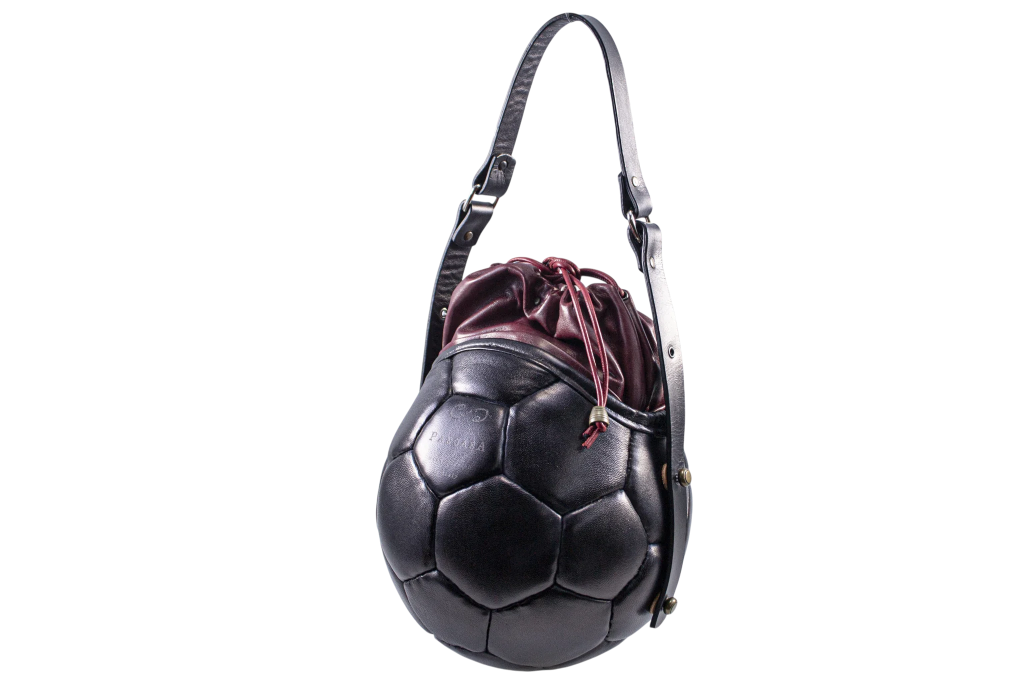 PANGAEA Round Bag nera con chiusura bordeaux, esempio di composizione già realizzata